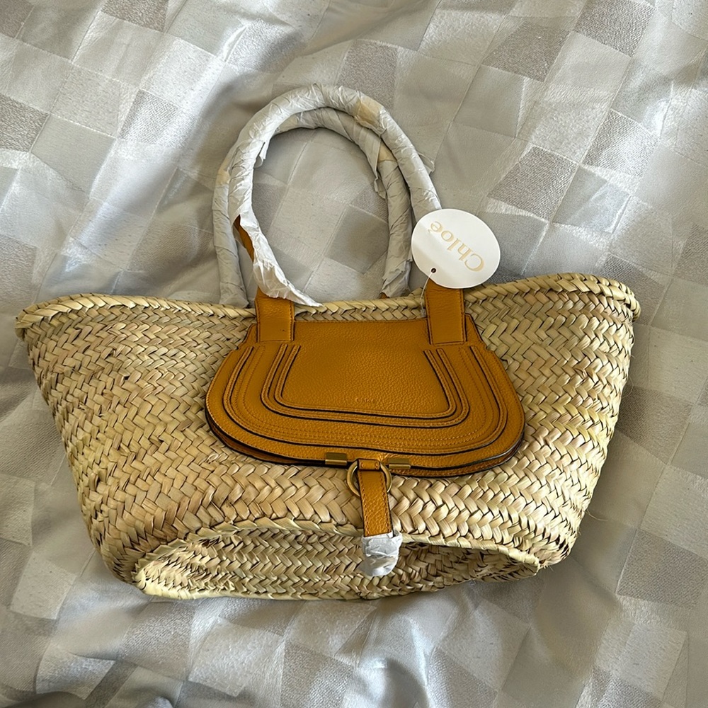 Chloe Marcie Raffia Tote NWT